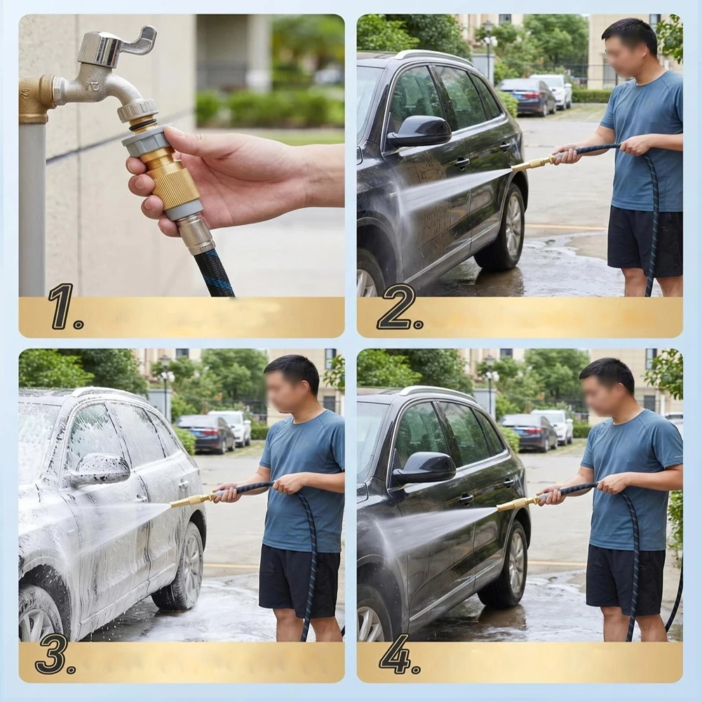 Garde Hose Sprayer Kit With Brass Sprayer Dual-Head Connection For Car Washing  Irrigation Yard Garden Car Wash Household Use