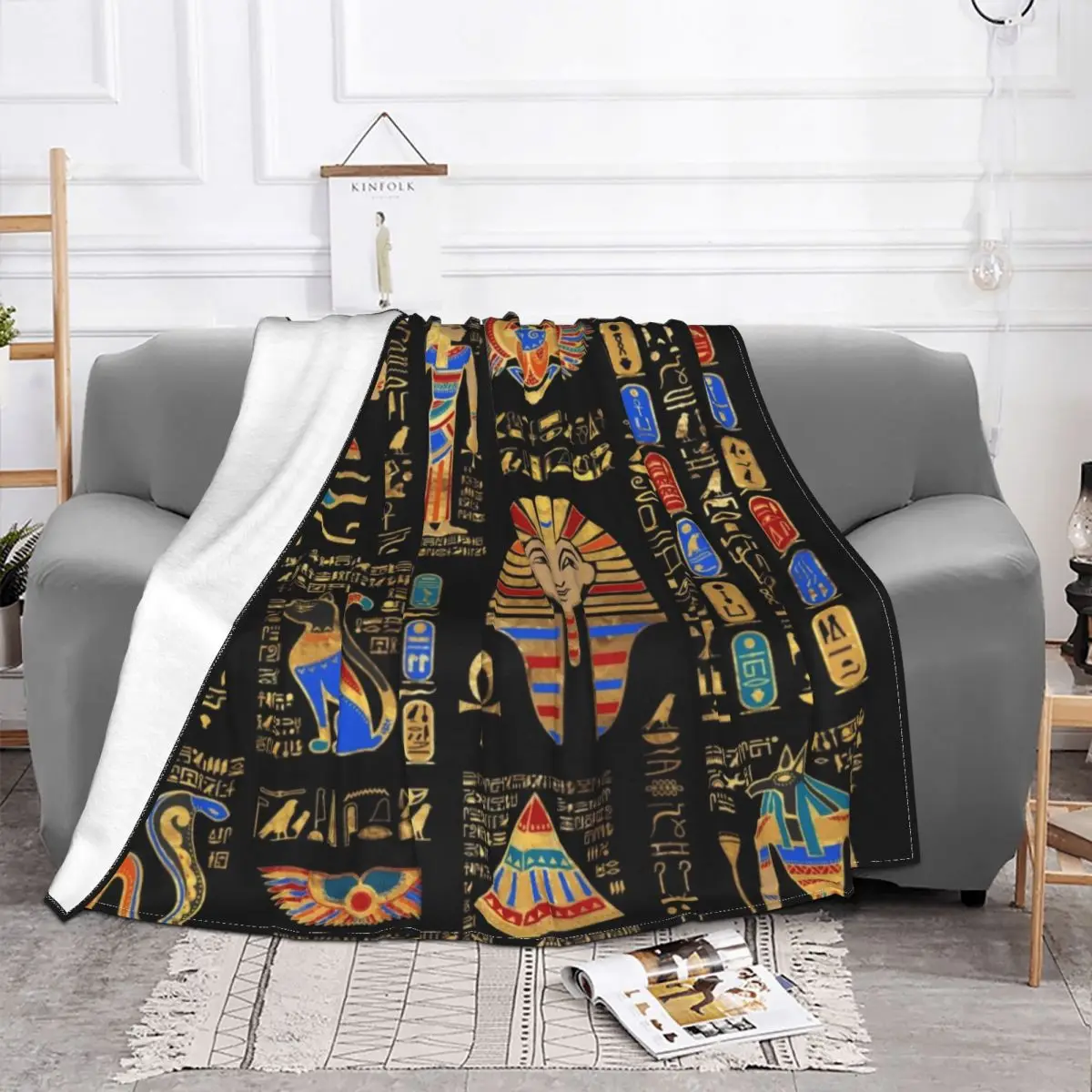 Egyptian Hieroglyphs And Deities God Blankets Soft Flannel Winter Ancient Egypt Pharaoh Throw Blanket for Couch Travel Bedding