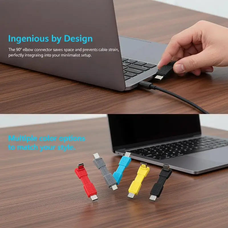 USB4 Type C Short Cable 80Gbps Data Transfer 240W Fast Charging Anti-tangle Portable Cord for Laptop Tablet Outdoor Use