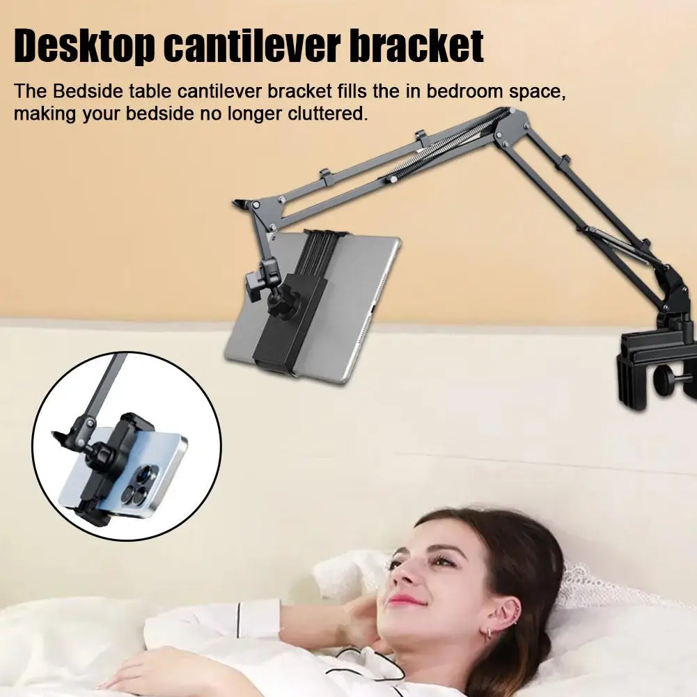 Desktop Mobile Phone Holder Bed Clip Bedside Lazy Live Broadcast Folding Cantilever Bracket For Tablet H T3f5