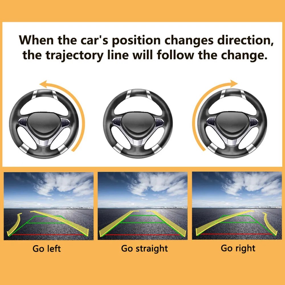 AHD 1080P Golden Lens Car Intelligent Dynamic Trajectory Moving Guide Parking Line HD Rear View Reverse Backup Tracks Camera