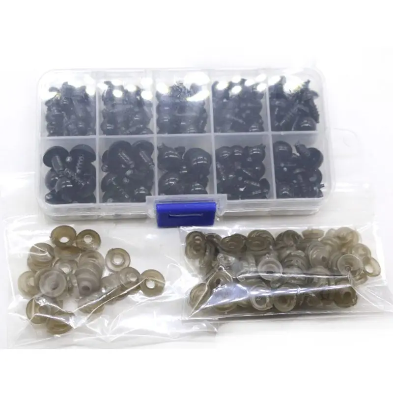 142pcs 6-12mm for Doll Accs Eyes DIY for Doll Accessories Plastic Safety for Doll Black Eyes for Crafts Stuffed for Doll