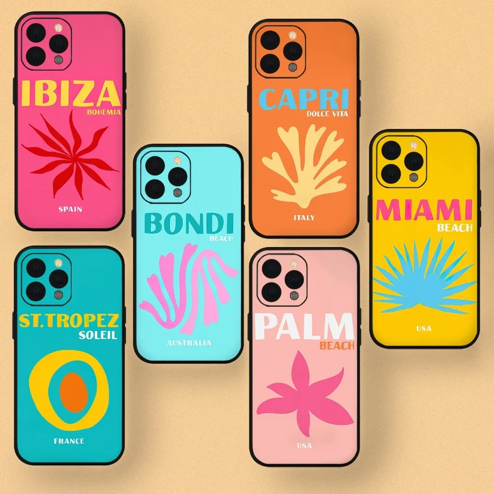 Bali Ibiza Capri Bondi Palm Phone Case For iPhone Mini 11 12 13 14 15 Pro XS Max X Plus SE XR Shell