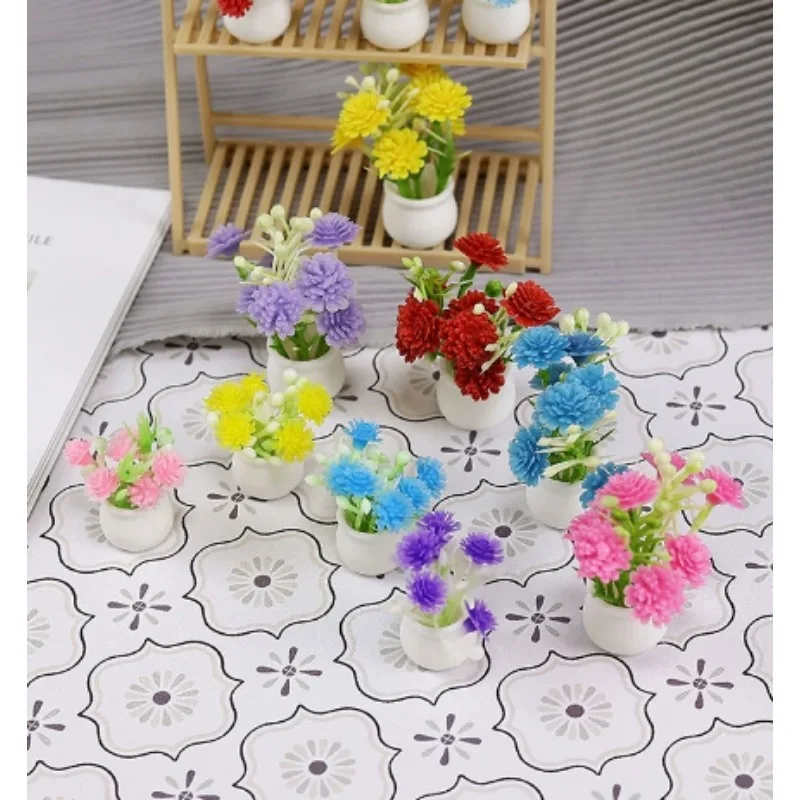 5pcs Mini Resin Simulation Flower Pot Plants for Micro Landscape Garden Moss Terrarium Desk Home Room Decoration Figurines