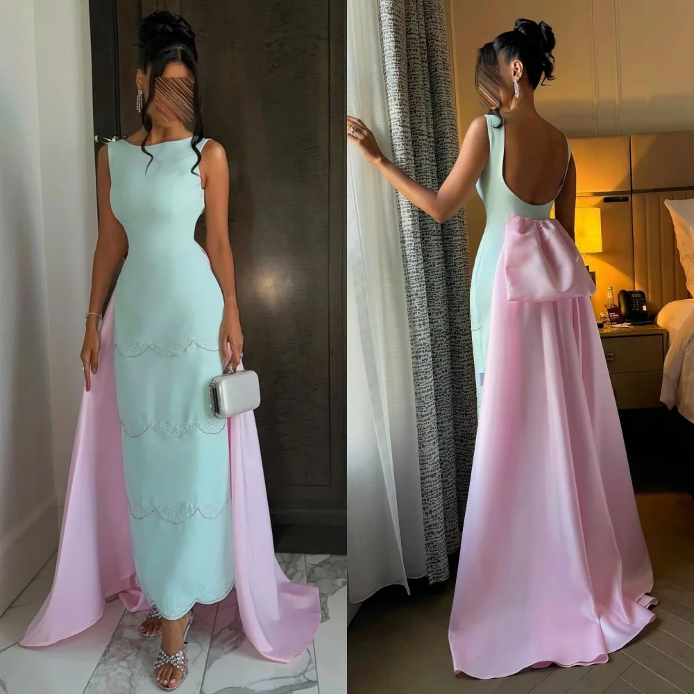 

Customized Exquisite Jersey Pattern Straight Backless Midi Dresses Bespoke Occasion Modern Style