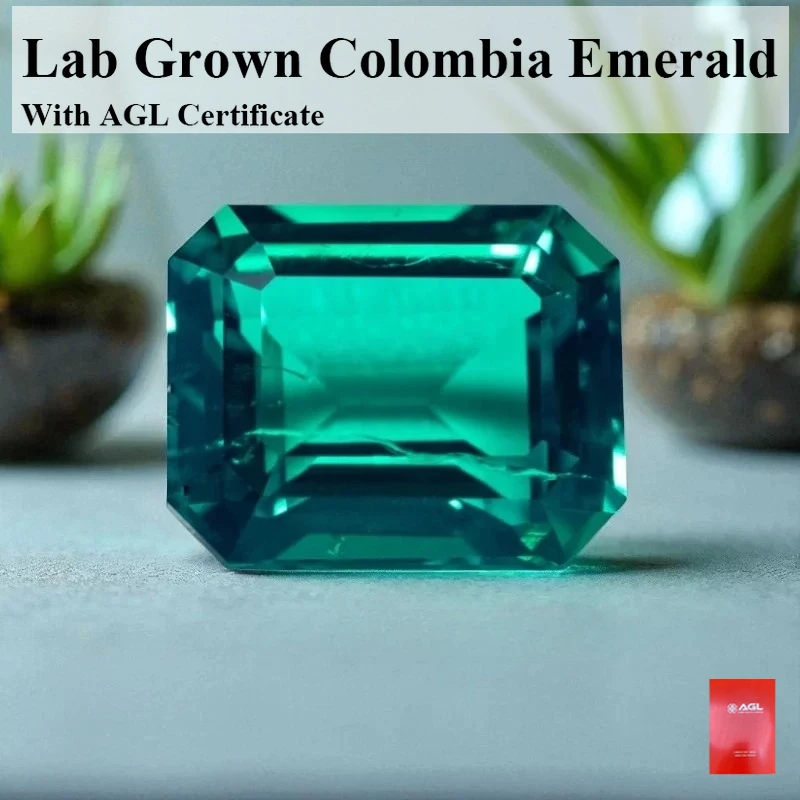 

Top Lab Grown Columbia Emeralds Hydrothermal Hand Cut Emerald Cut With AGL Certificate Pass Diamond Tester For Jewelry Making