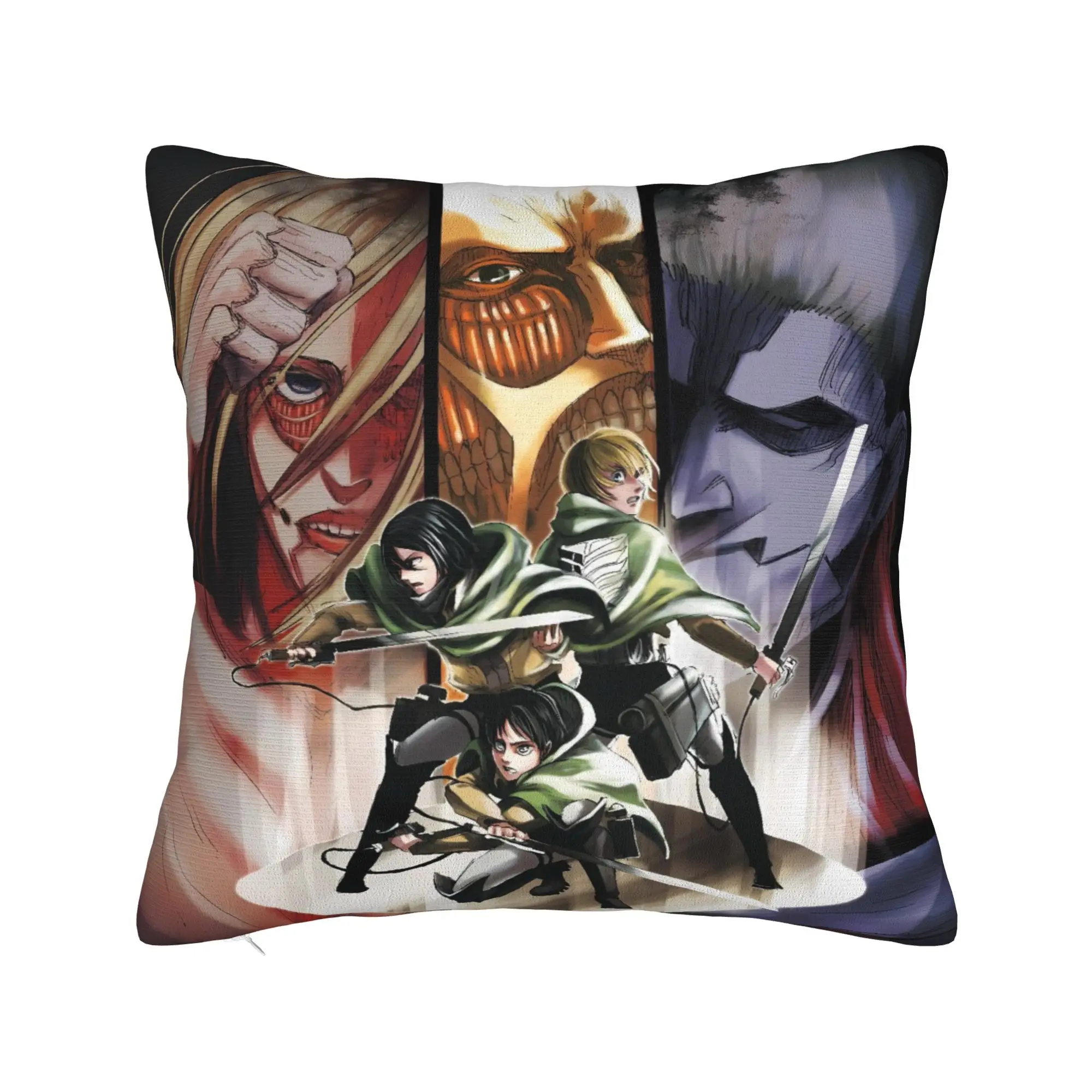 Attacks on Titans Pillow Cover  Print Cushion Cover Retro Trendy Pillow Case For Living Room Bed Chair
