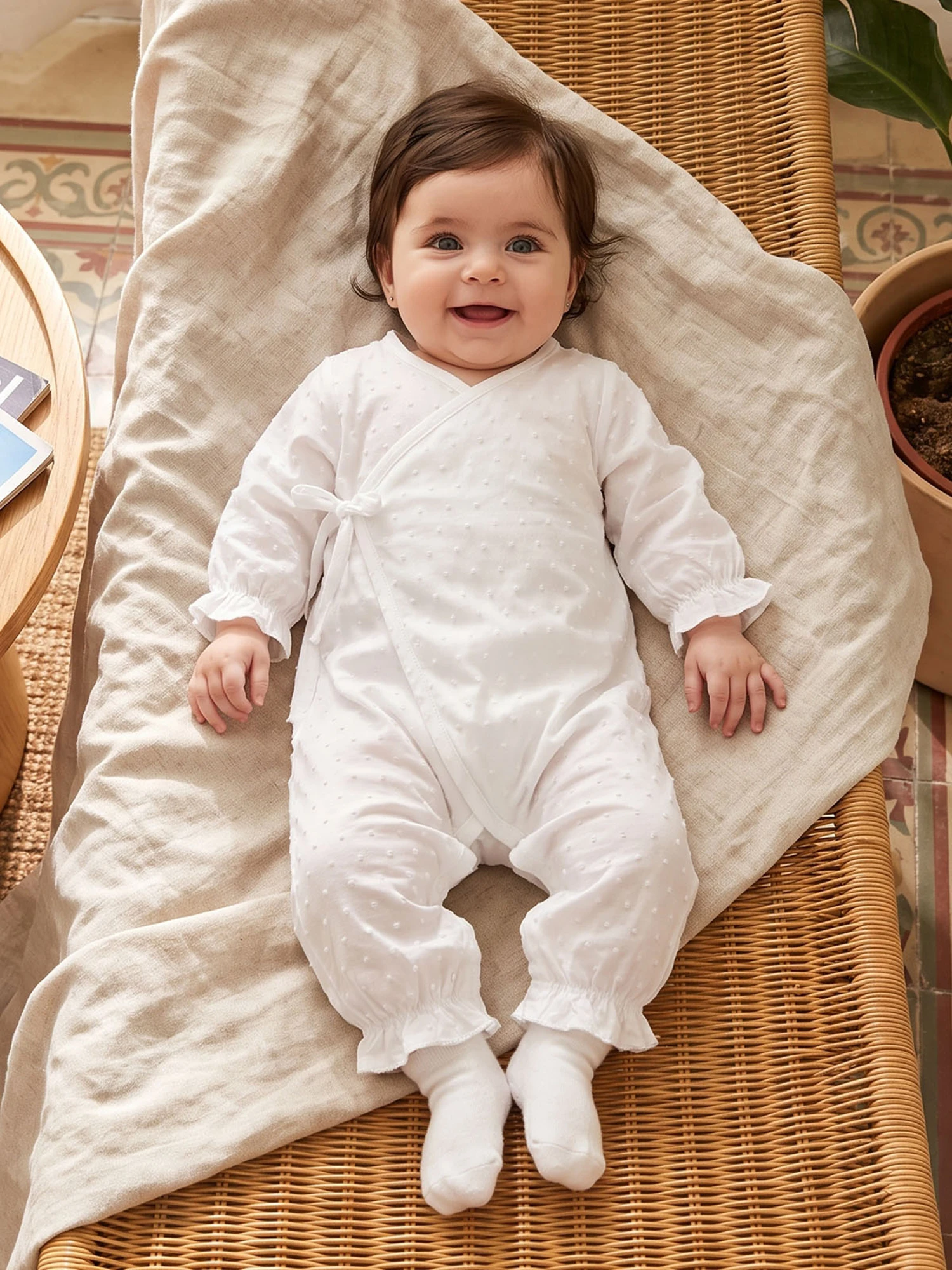 Ripped Ruffled Trim Girl Long Wrapped Tie Up Up-Jumpsuit Romper Ripped Ripped Ruffled Ruffled Trim Wrapped Wrapped Tie