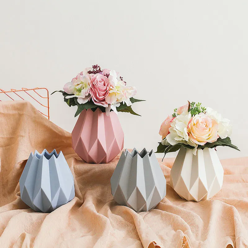 Floreros Vintage Ceramic Vase Home Decoration Accessories Mini Bottles Creative Origami Flower Pot  Living Room Decoration