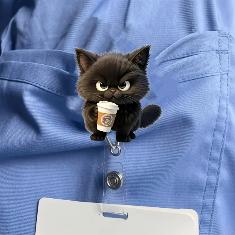 [2d plano] 1 carrete de insignia retráctil de estilo lindo con clip de metal - Cordón desmontable de 24 pulgadas, 360 °   Gancho giratorio, nailon duradero Cor