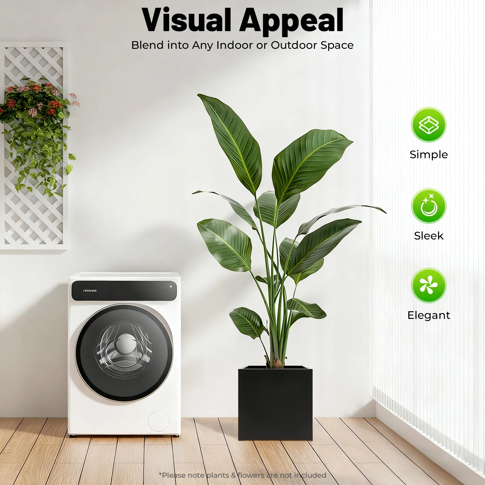 

Large 20in Square Steel Planter Box, Rust-Proof Metal Raised Garden Bed for Outdoor Indoor Plants, Patio Balcony Yard