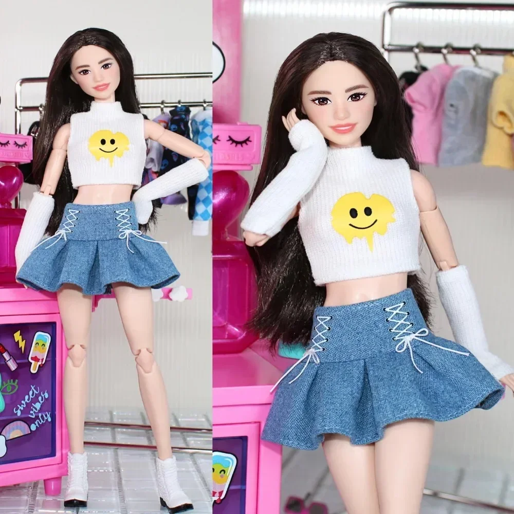 Fashion clothing set / candy color 30cm doll top skirt pant clothes suit outfit for 1/6 Xinyi FR ST blythe OB Barbie Doll