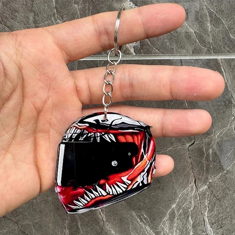 المفاتيح خوذة 2D شقة الأزياء ستيريو خوذات الدرجات البخارية سلامة السيارات حقيبة سيارة حلقة رئيسية المفاتيح هدية مجوهرات