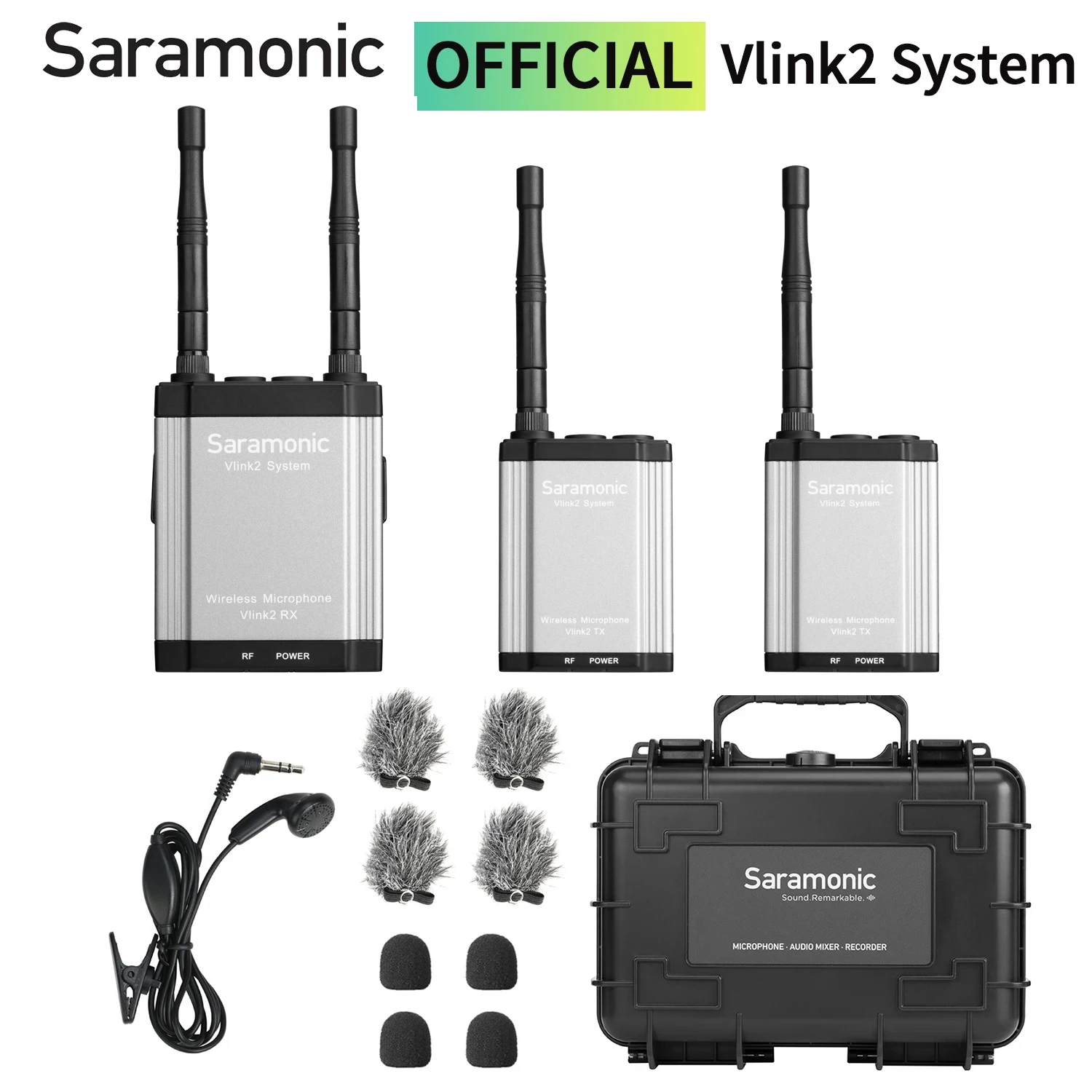 

Saramonic Vlink2 Kit1/2 Wireless Lavalier Microphone for iPhone Cell Phone Android PC Computer DSLR Cameras YouTube Recording