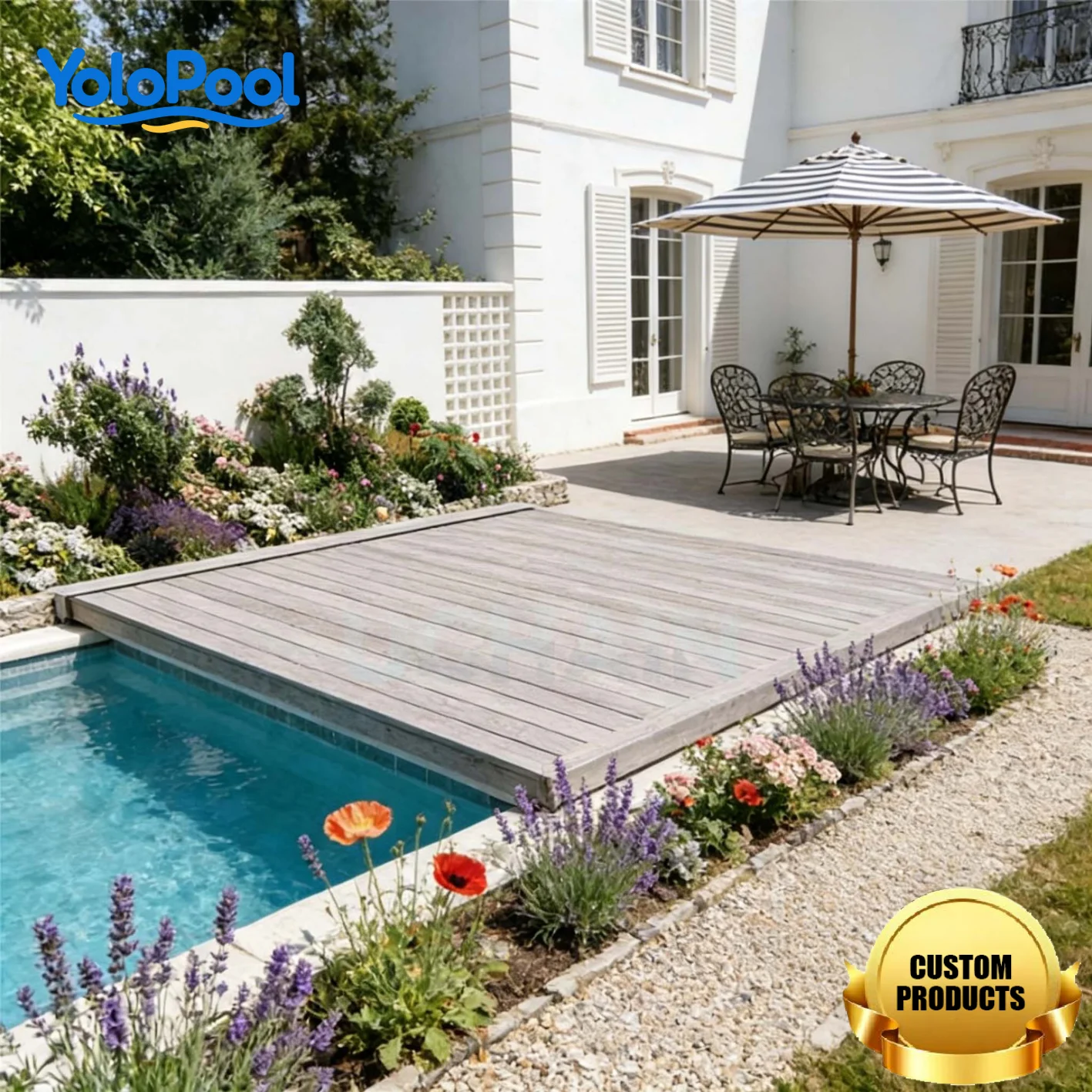 Factory Customized Heavy-Duty WPC Decking Stainless Steel Swimming Pool Safety Cover-Easy Install 2 Year Warranty Bulk