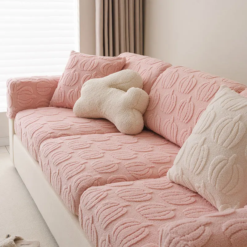 Scratch-resistant Full Coverage Universal Sofa Cover Elastic Plush Couch Slipcover L-shape Chaise Lounge Covers Sofa Protector