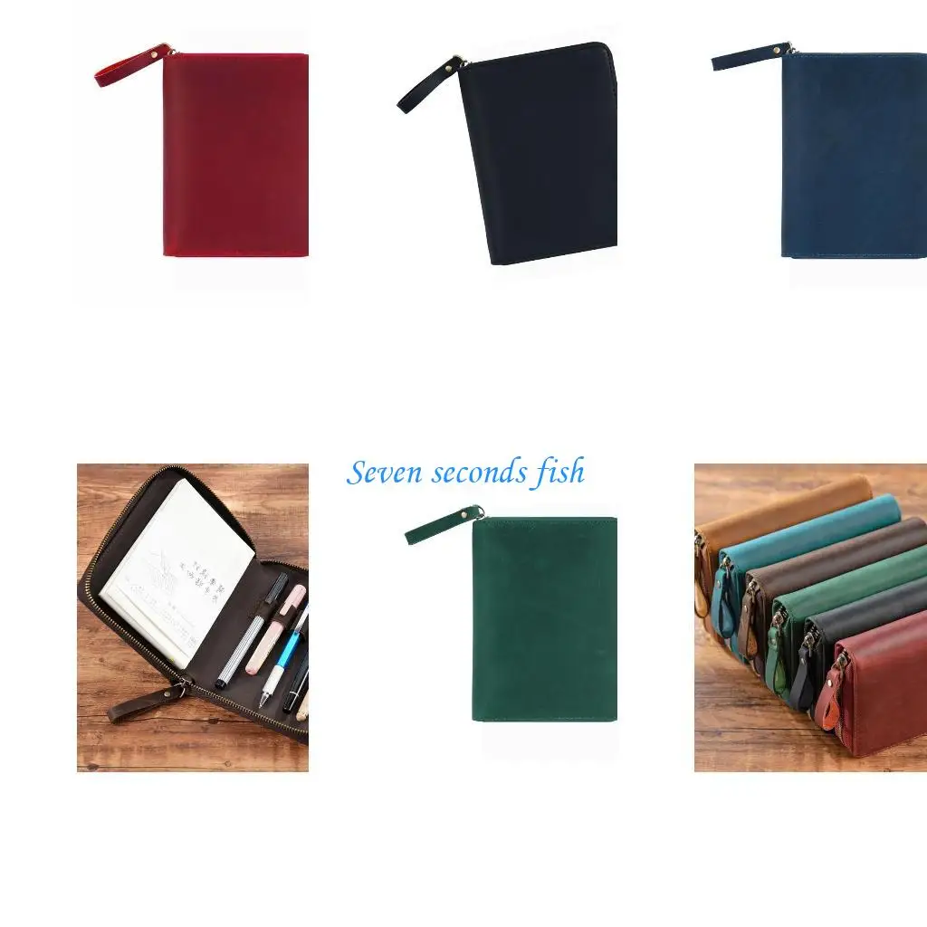 

L74B Leather Cover for 3.5x5.5Inch Field Notes Small Notepads Pocket Journal Handmade Zippered Leather Cover with Pen Slot