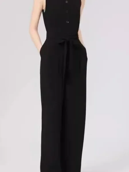 Ele pantalones de una pieza de cintura alta para mujer Svel Design Sensation Otoño Invierno nuevos pantalones de pierna ancha para ir al trabajo Sle