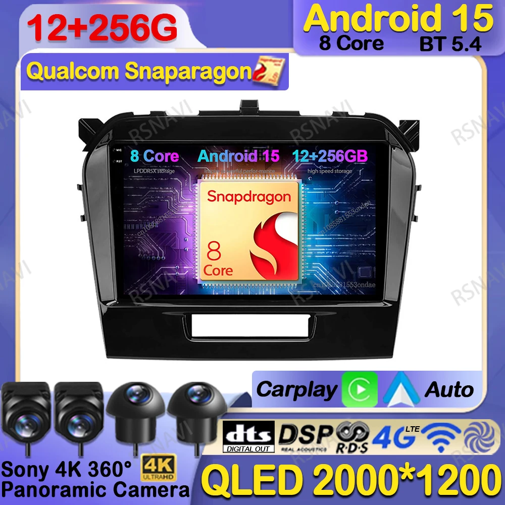 

Car Radio Android 15 For Suzuki Vitara 2017 2018 2019 2020 Viedo Player 5G WIFI GPS QLED BT Multimedia Wireless Carplay Auto DSP