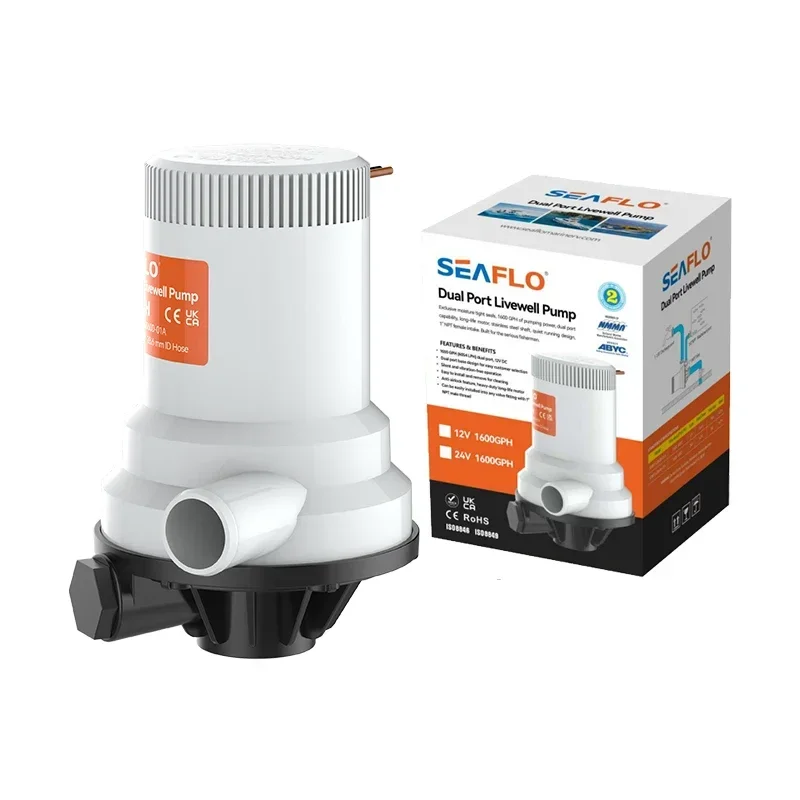 

SEAFLO 1600 GPH (25mm) NPT Female Intake Bilge Pumps 12V Aerating Pump