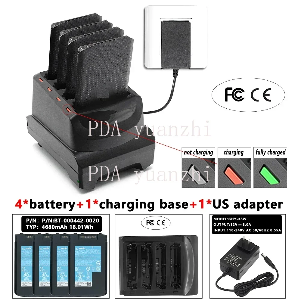 4-Slot Battery Charger Cradle with Power Supply for TC53/TC58 Scanner，SAC-NGTC5TC7-4SCHG