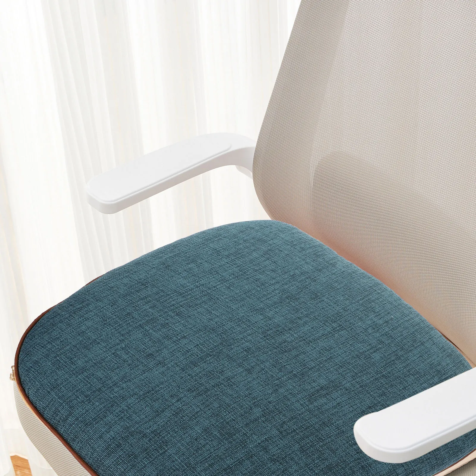 

2 Pieces Grey Small Anti Slip Chair Cushions Seat Pads Office Dining Chairs Breathable Cotton Linen Thick Back Support Pain