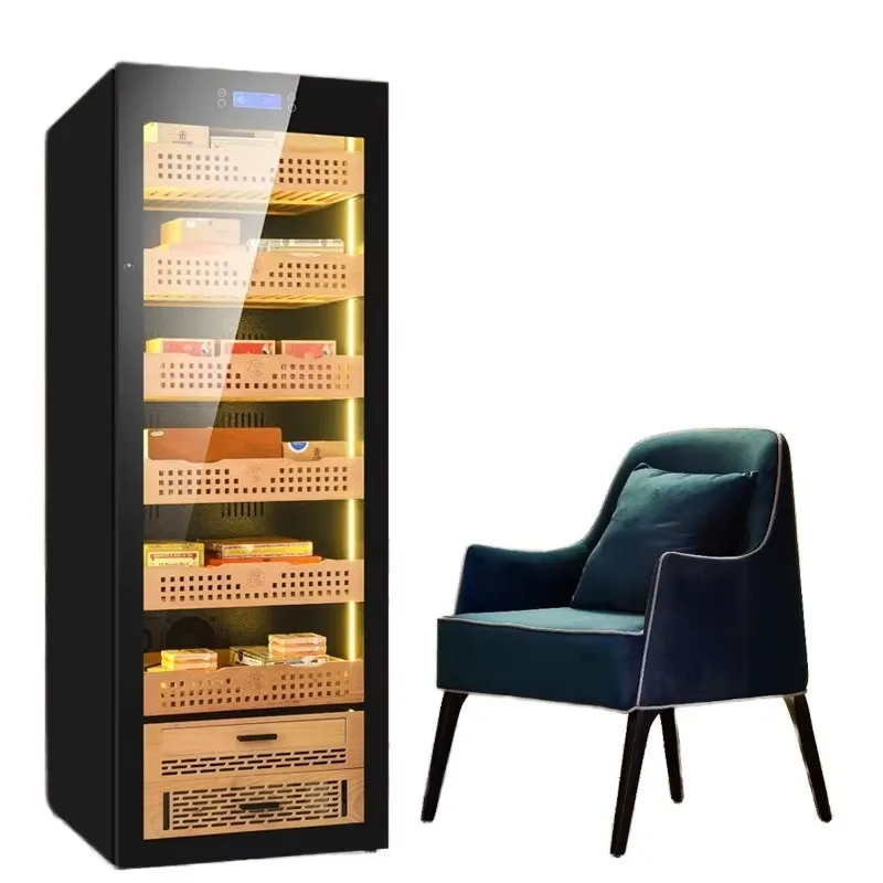 Lonten OEM Constant Temperature Compressor  LCD Touch Screen Cigar Cooler air Cooling Electrical Cigar Storage Humidor Cabinet