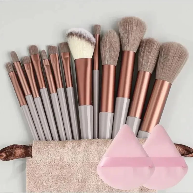 13 brochas de maquillaje con bolsa, herramientas de belleza ultrasuaves de secado rápido, juego de brochas de maquillaje portátiles