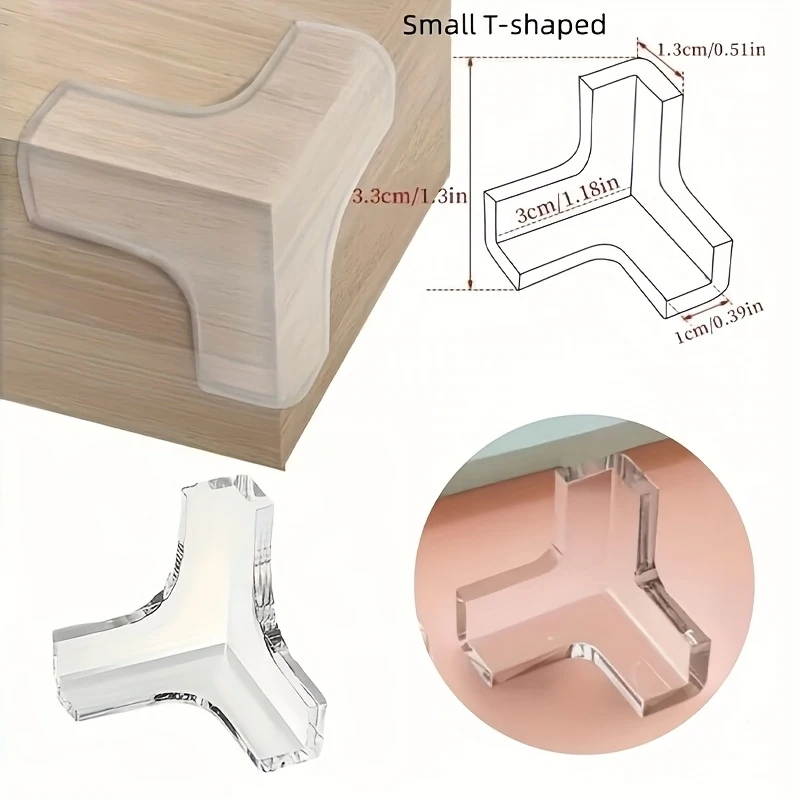 6Pcs Transparent T-Shaped Corner Protector Strong Adhesive Furniture Edge Guard for Table Cabinet Hard Floor Protection Holiday