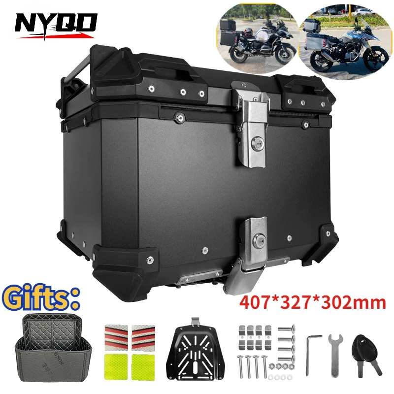 

45L Round Corner Motorcycle Trunk Aluminum Alloy Trunk Scooter Electric Vehicle Universal Trunk Toolbox Waterproof Tail Box