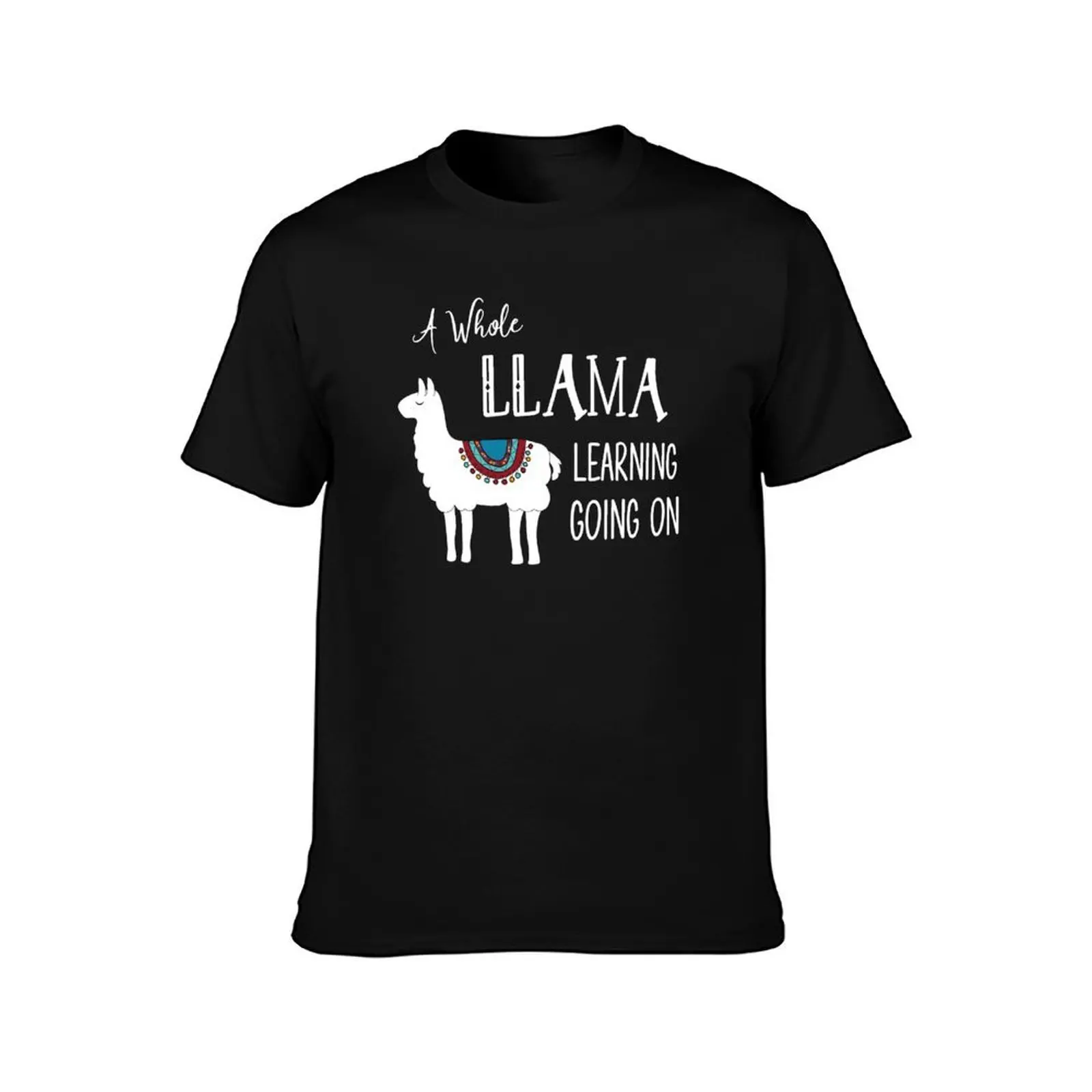 Teacher Llama Classroom Learning Going On T-Shirt Basic Short Sleeve Cotton Blend T-Shirt