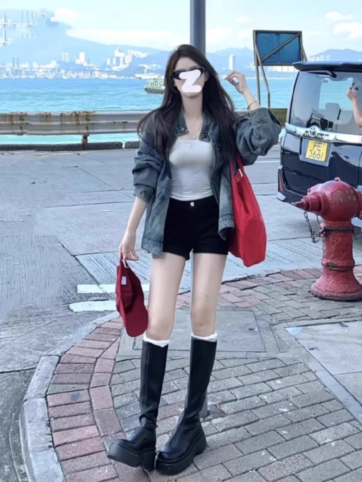 

Black High-Waist A-Line Denim Shorts Women's Trendy Slimming Hot Pants Casual Cotton Stretch Fabric Spring Summer New Arrival