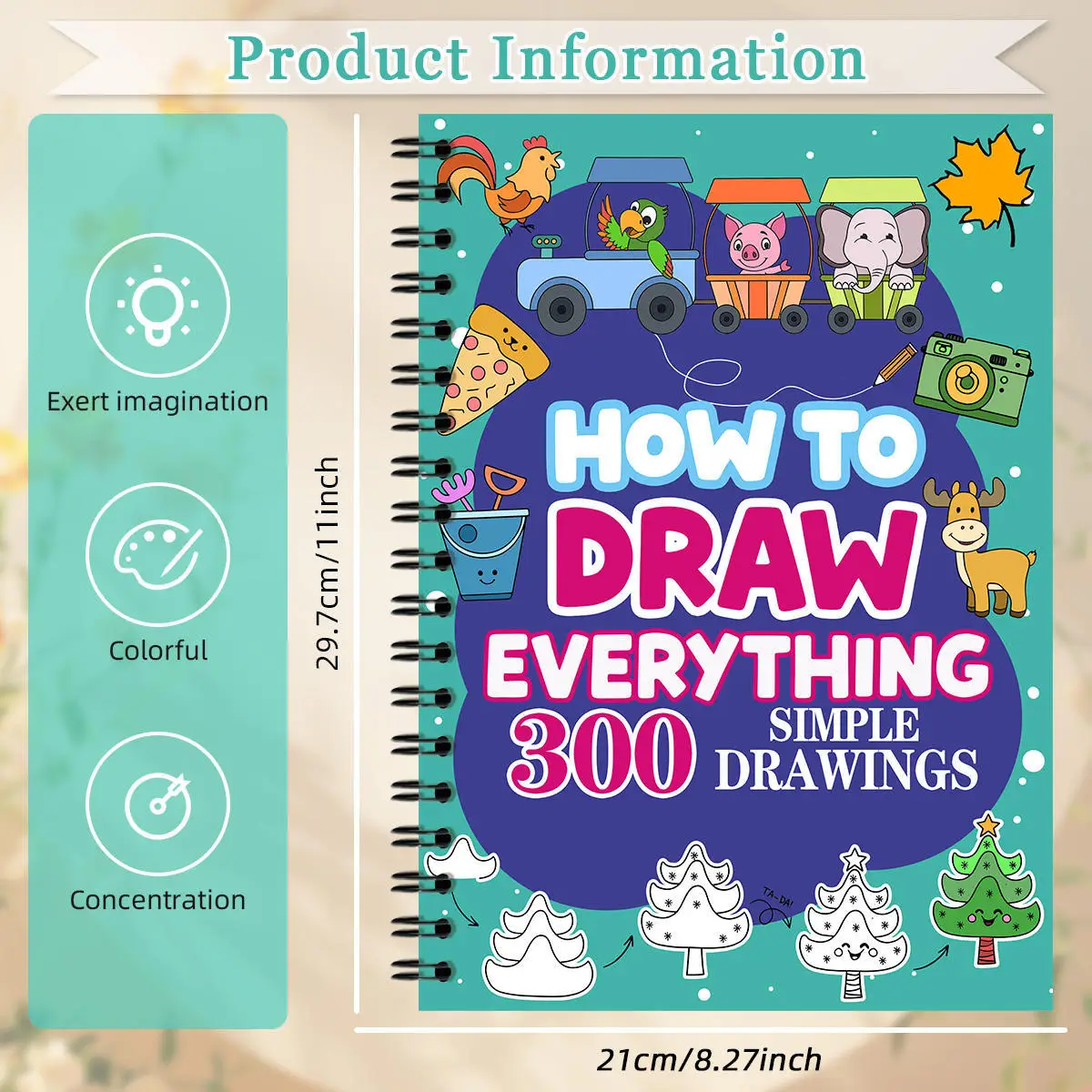 300 Simple Drawings How To Draw Everything Step By Step Guide Book for Kids Beginners Art Activity Gift