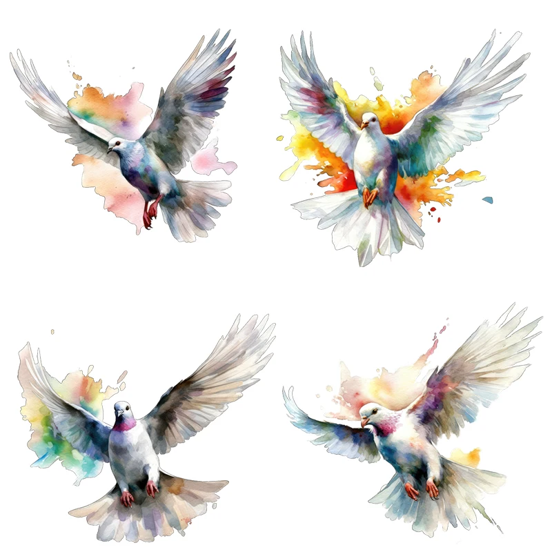 Three Ratels QN40 Beautiful White Pigeon Watercolor Art Wall Sticker for Room Decoration Self Adhesive