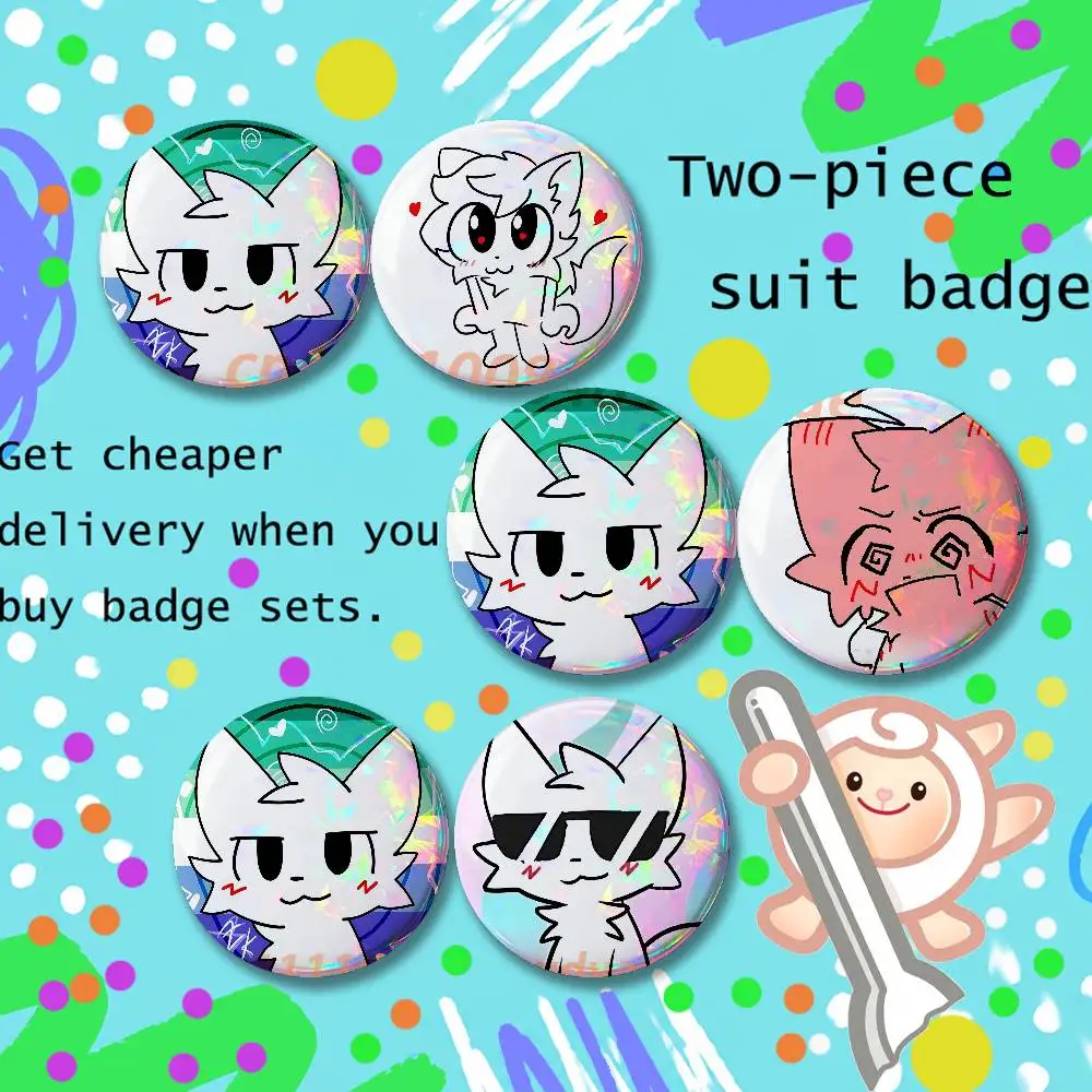 Brooches for BackpackB-Boykisser Silly Cat Funny Meme 25,32,44,58,75mm Round Enamel Pins 2-piece set Cartoon Anime Badge