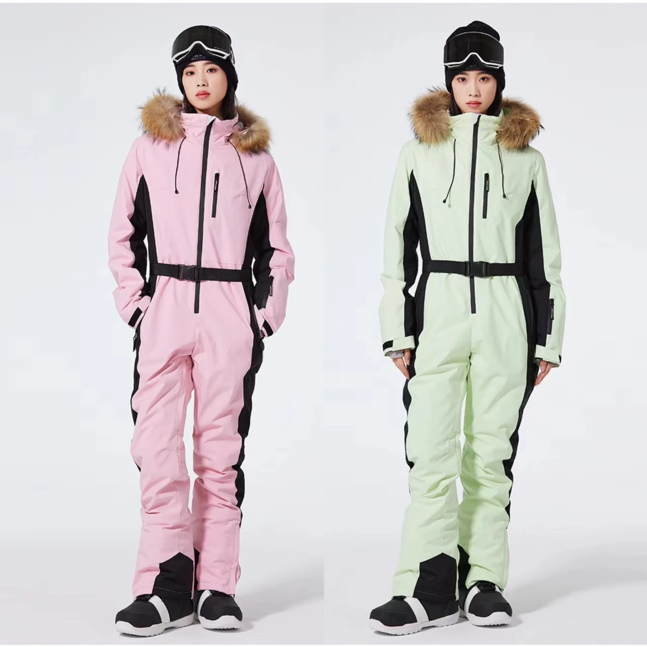 New Fashion Warm One-Piece Ski Suit Slim Women Winter Windproof Skiing Jumpsuit Snowboarding Suit Female Snow Costumes Outdoor