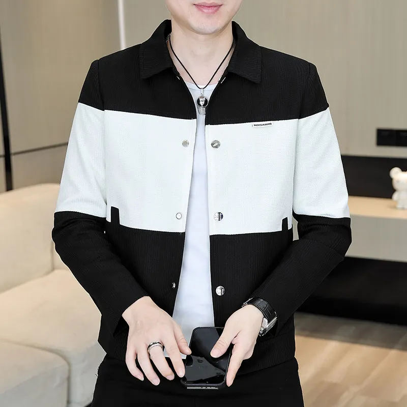 

Новая весенняя мужская куртка-жакет в корейском стиле для подростков, повседневная, приталенная, с цветными блоками, из полиэстера