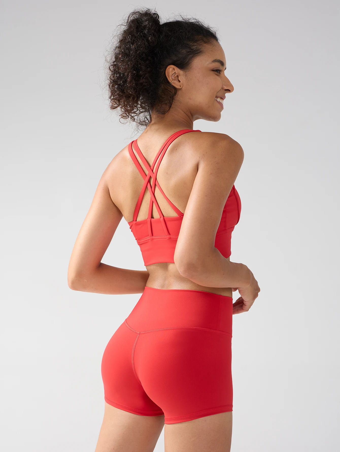 Solid Color Women's 2-Piece Yoga Set High Strength Cross Back Yoga Vest High Waist Hip Lift Yoga Shorts Jog Workout Tracksuit
