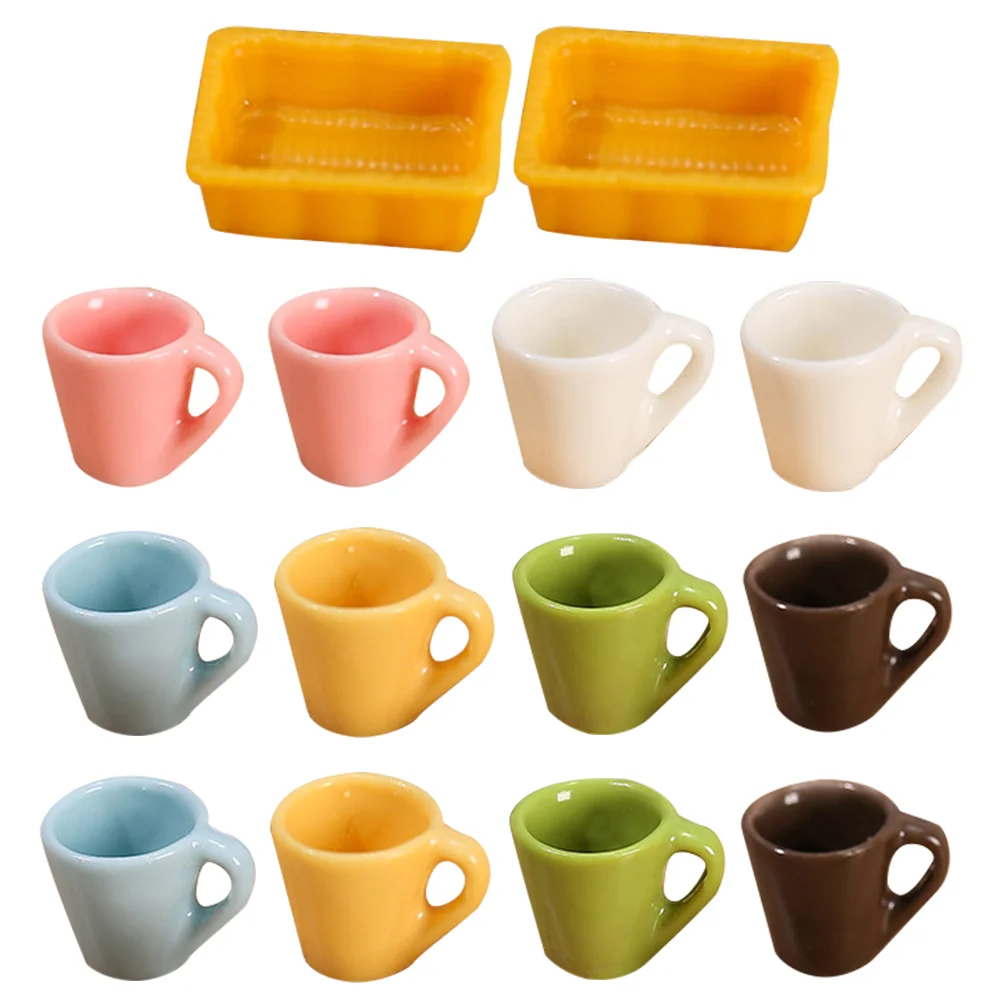 

14 Pcs House Mini Cup Child Tea Mugs Water Bottle Resin Insulated Coffee Miniature Utensils