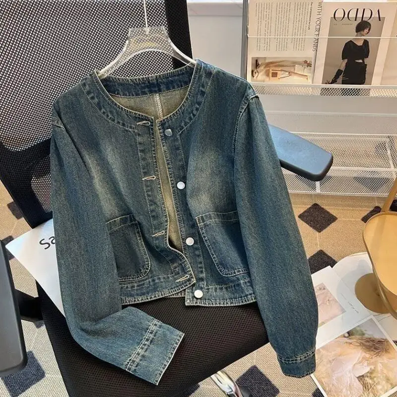 American Retro Women's Short Denim Jacket for Spring New Style for Teenagers Loose and Versatile Tops Casual and Comfortable