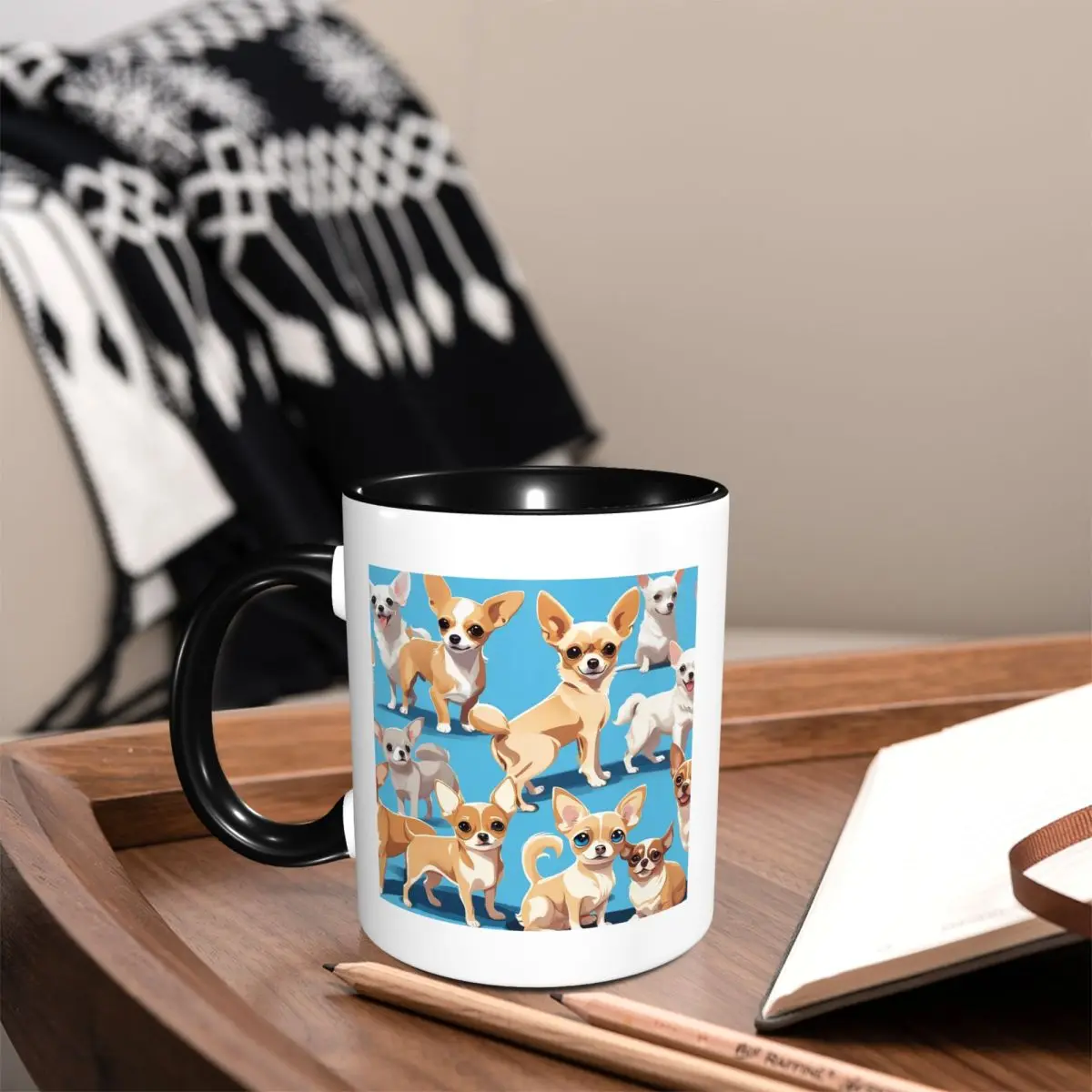 A Pack Of Chihuahuas, Basic Blue Color Mug Funny Ceramic Coffee Cups Tea Mugs Milk Cup Drinkware Gifts for Woman Man