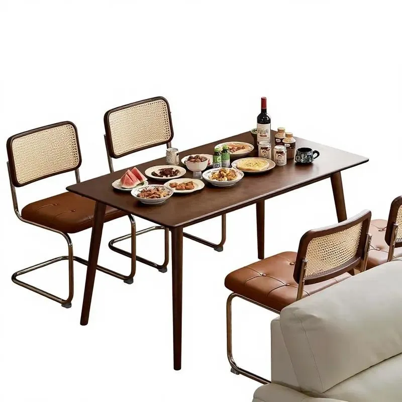 Wholesale Solid Rubber Wood Dining Table 6 Seats Rectangular Farmhouse Modern Heavy Duty Large Kitchen Table
