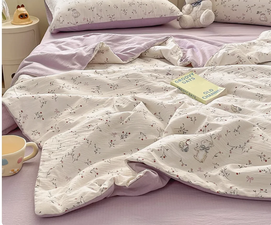 New wrinkled gauze summer blanket air conditioner for student dormitories, single thin blanket summer cool blanket
