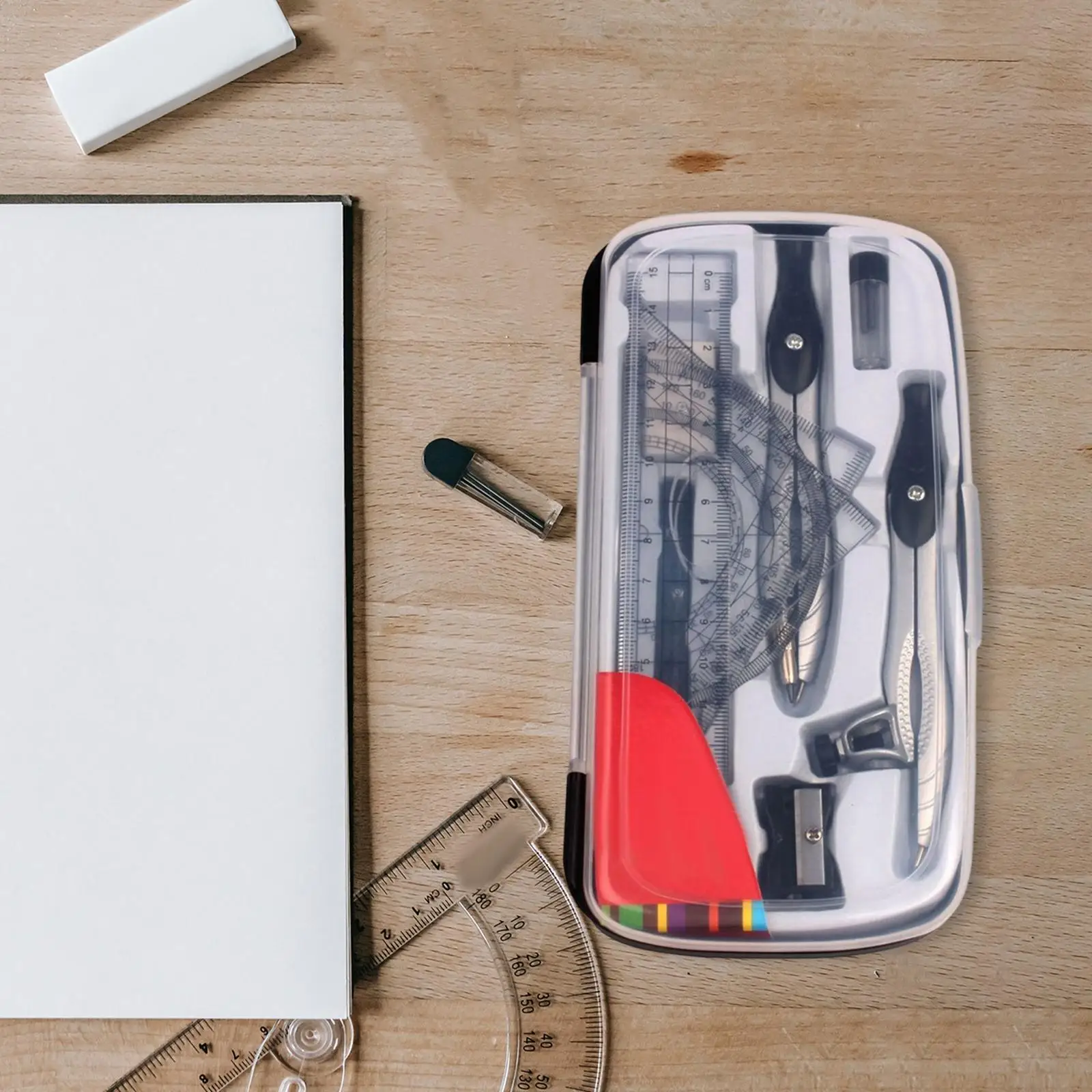 학교 교사를 위한 보관 케이스가 포함된 수학 기하학 각도기