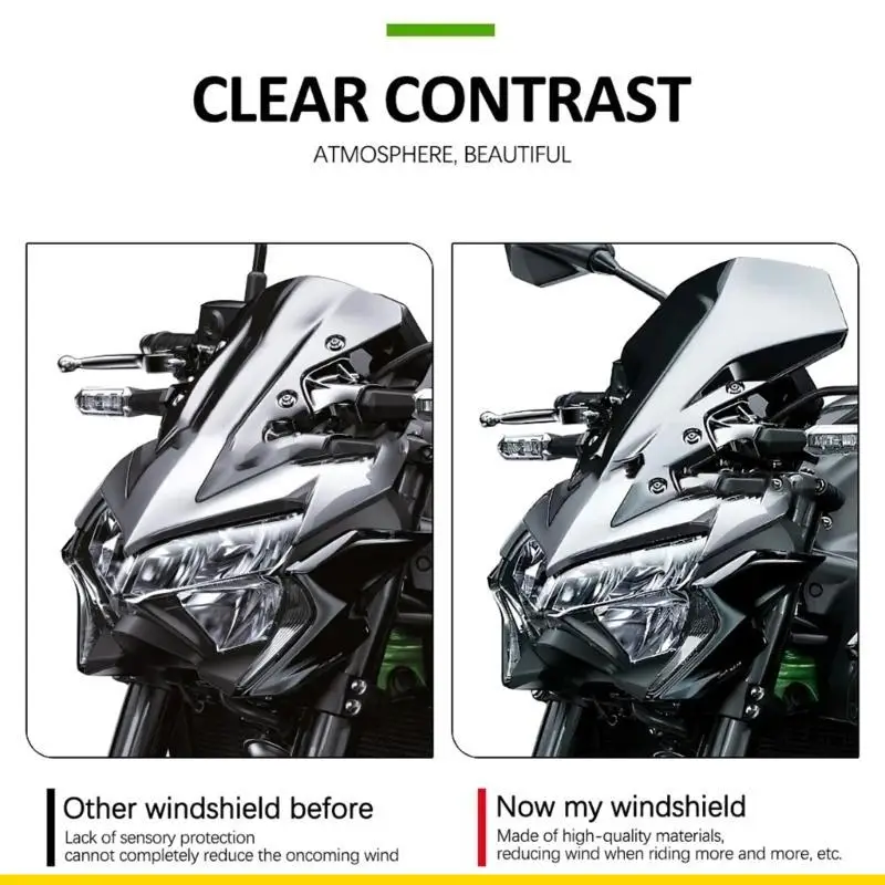 SZCH Aerodynamic Motorcycle Windscreen Stylish Motorcycle Wind Deflector Long Distance ridings Comfort Suitable for Motorbik