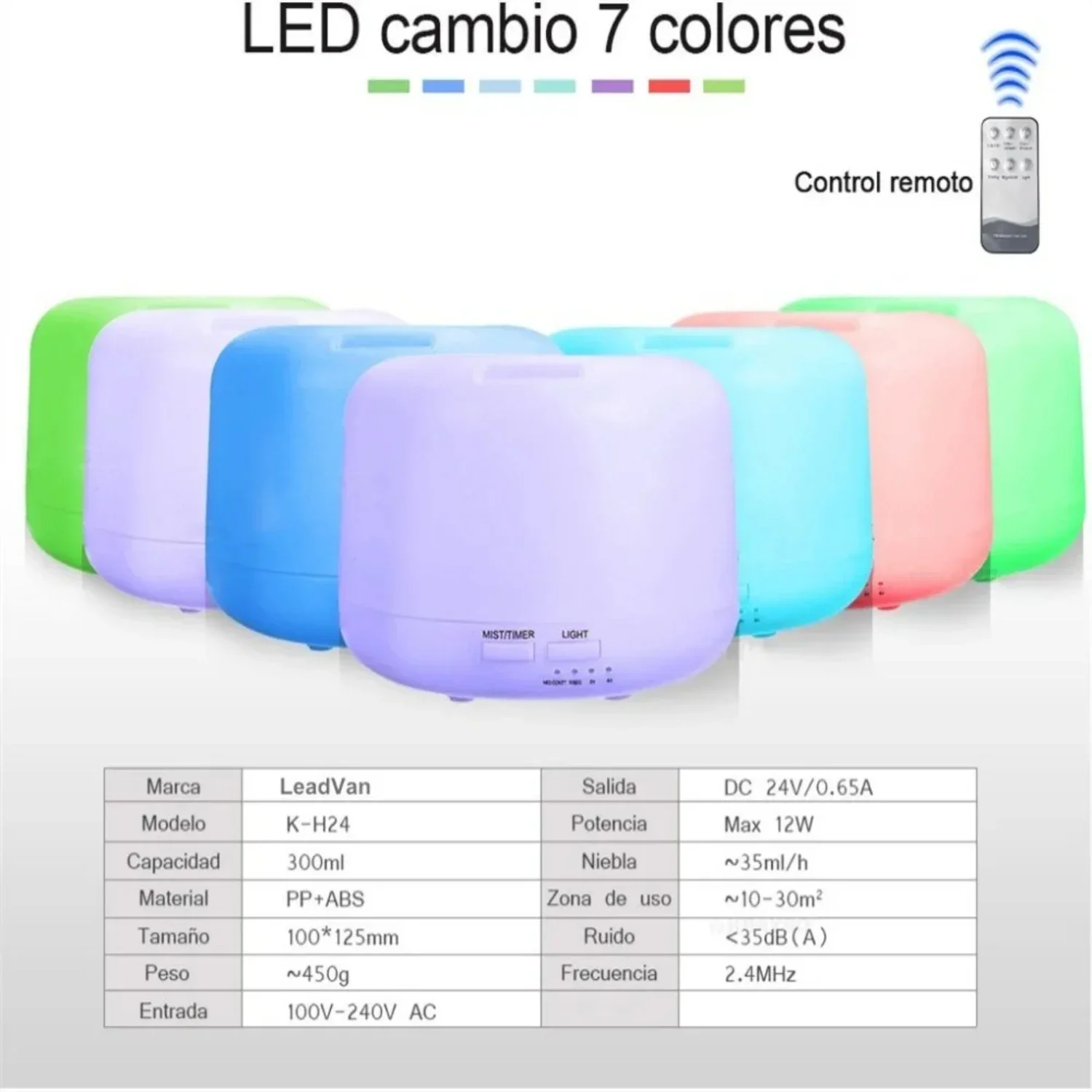 Ultimate Ultrasonic 300ML Remote Control Air Humidifier with 7 Color Lamp for Aromatherapy - Essential Oil Diffuser for Effectiv