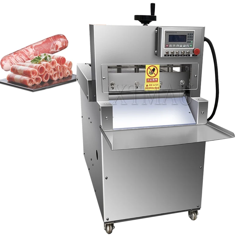 

CNC Commercial 4 Roll Stainless Steel Full Automatic Beef Mutton Bacon Slicer Frozen Lamb Meat Rolll Cutting Slicing Machine