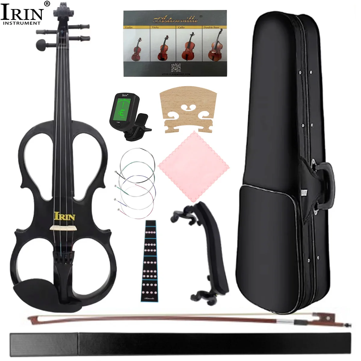 IRIN 4/4  Electroacoustic Acoustic Violin Professional Playing a Practice Instrument Violin with Bow Case Cable Shoulder Rest