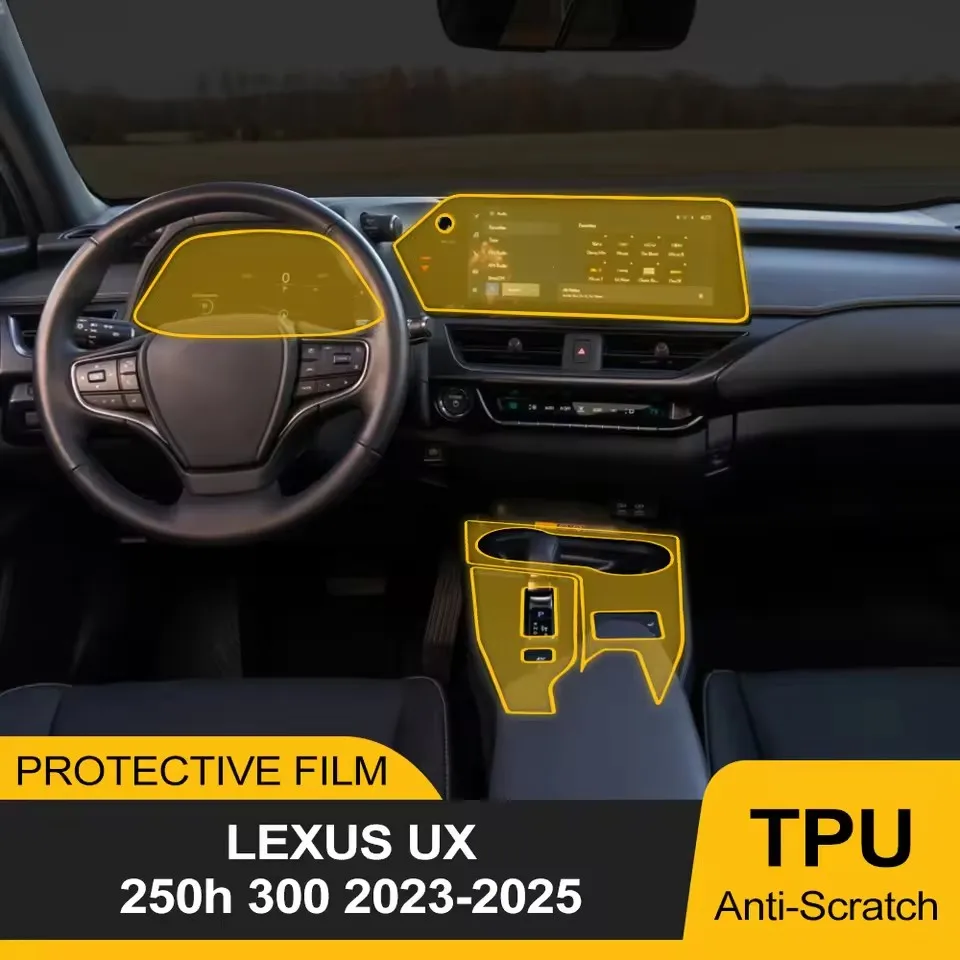 Pre Cutting TPU Film Transparent for LEXUS UX 250h 300 2025 2024 2023 2022 Interior Gear Panel GPS Center Console PPF Protection