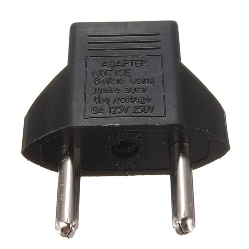 Black plastic US to European power converter